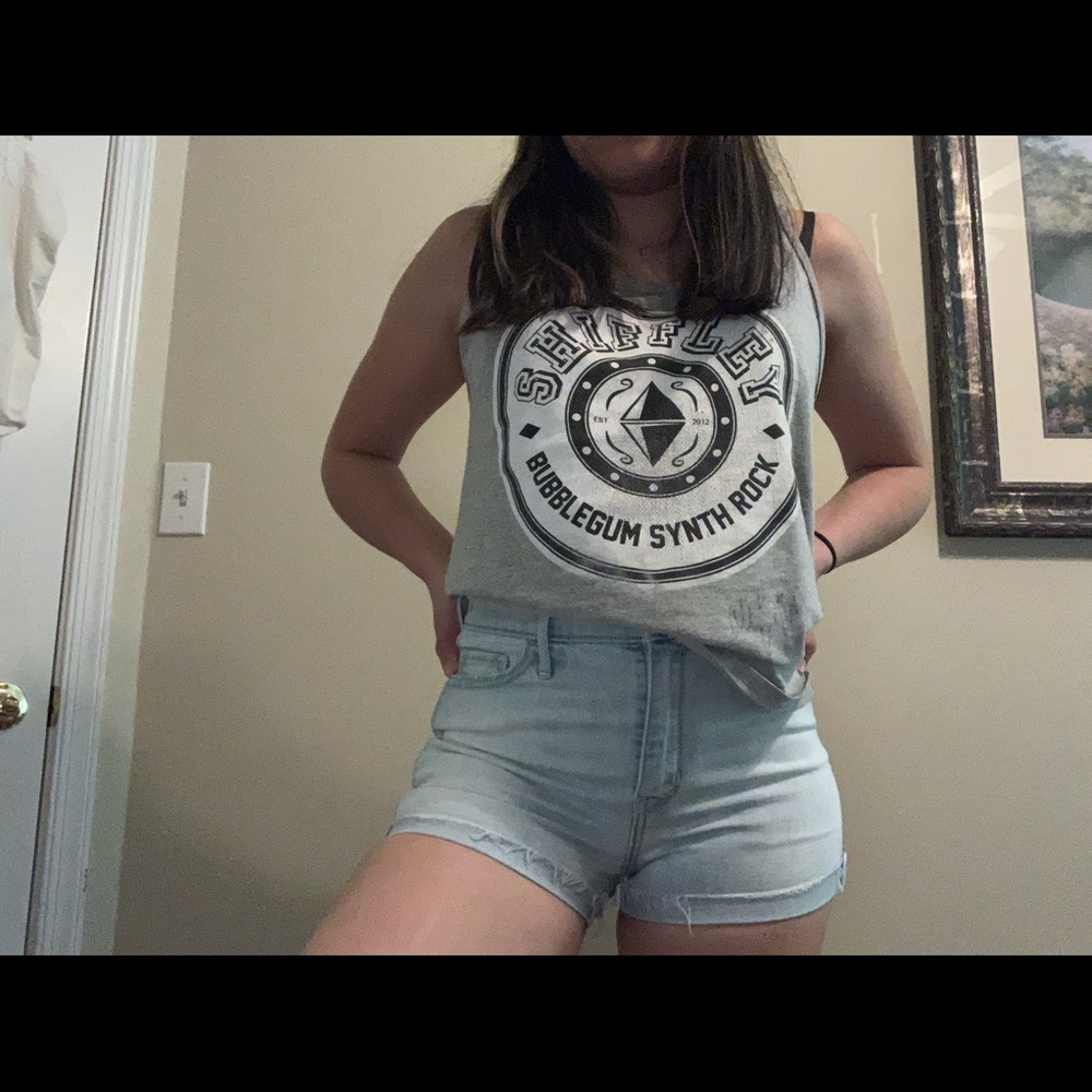 lightly distressed high waisted shorts